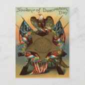 米国国旗リースイーグルガンフラワーズ ポストカード (正面)