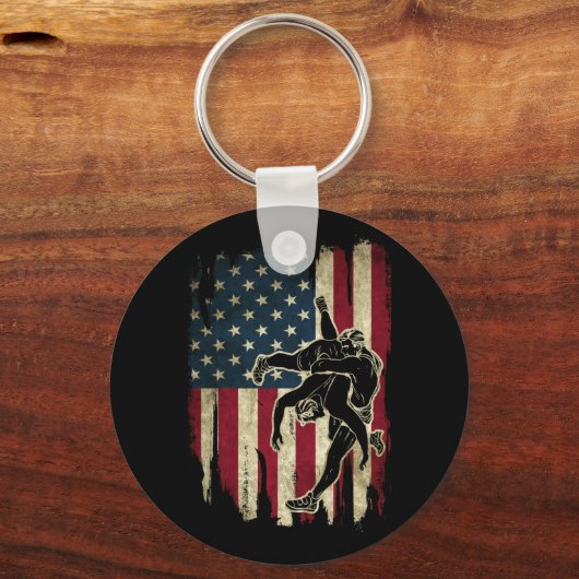 米国国旗レスリングアメリカ国旗のレスリングレスル キーホルダー (正面)