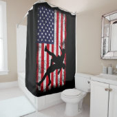 米国国旗レスリングアメリカ国旗のレスリングレスル シャワーカーテン (インサイチュ)