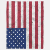 米国国旗ヴィンテージ赤白青アメリカ愛国心 フリースブランケット (正面)