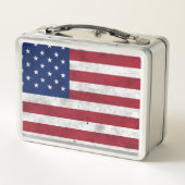 米国国旗ヴィンテージ赤白青アメリカ愛国心 メタルランチボックス (裏面)