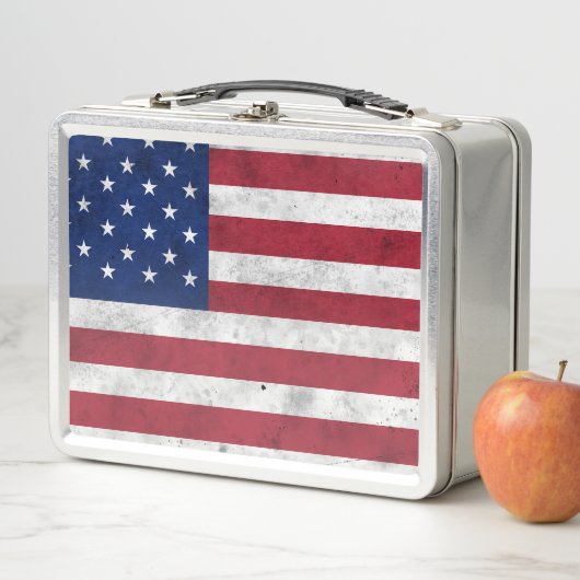 米国国旗ヴィンテージ赤白青アメリカ愛国心 メタルランチボックス (インサイチュ)