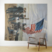 米国国旗ヴィンテージ軍隊ネイビー絵を描ズ・アート タペストリー (インサイチュ(横))