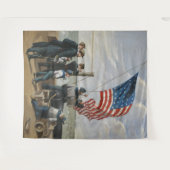 米国国旗ヴィンテージ軍隊ネイビー絵を描ズ・アート タペストリー (正面(横))