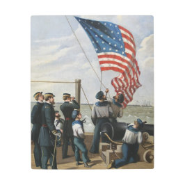 米国国旗ヴィンテージ軍隊ネイビー絵を描ズ・アート メタルプリント