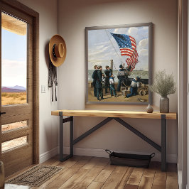 米国国旗ヴィンテージ軍隊ネイビー絵を描ズ・アート メタルプリント