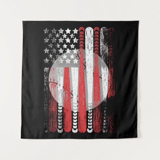 米国国旗ヴィンテージ野球国旗 タペストリー (正面)