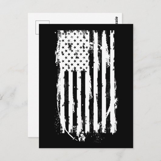 米国国旗動揺して白 ポストカード (正面/裏面)
