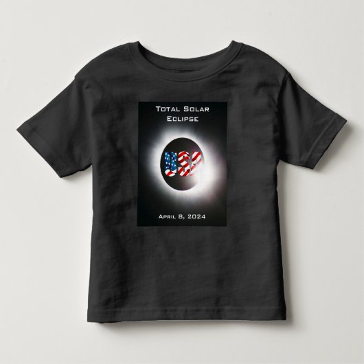 米国国旗太陽の2024年4月8日 トドラーTシャツ (正面)