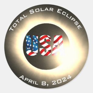 米国国旗太陽の2024年4月8日 ラウンドシール