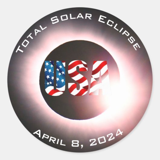 米国国旗太陽の2024年4月8日 ラウンドシール (正面)