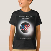 米国国旗太陽の2024年4月8日 Tシャツ (正面)