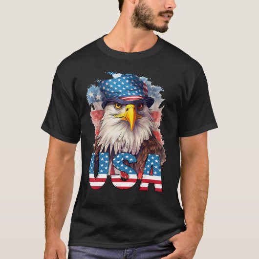 米国国旗威厳のあるのイーグル7月4日Independence D Tシャツ (正面)