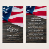 米国国旗悔やみや弔慰葬儀記念祈りの言葉カード (正面&裏面)