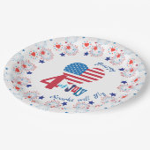 米国国旗愛国ハート7月4日 ペーパープレート (アングル)