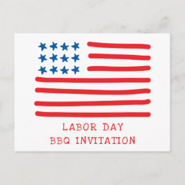 米国国旗愛国労働デーBBQ招待状 ポストカード