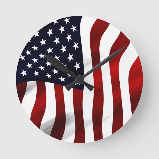 米国国旗愛国独立記念日 ラウンド壁時計 (正面)