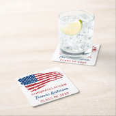 米国国旗愛国軍隊卒業 スクエアペーパーコースター (インサイチュ)