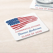 米国国旗愛国軍隊卒業 スクエアペーパーコースター (アングル)