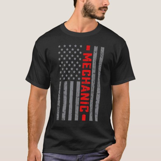 米国国旗整備士米国国旗のヴィンテージ男性へパパ Tシャツ (正面)