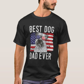 米国国旗最高のの犬のパパは常にソフトコートされたホエート Tシャツ