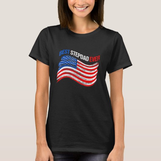 米国国旗最高のの継父の独立記念日 Tシャツ (正面)