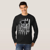 米国国旗最高のピットブルパパおもしろいピットブル Tシャツ (正面フル)