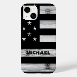 米国国旗素朴ウッド白黒モノグラム Case-Mate iPhone 14ケース