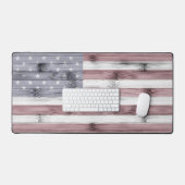 米国国旗素朴赤白青ウッドアメリカ デスクマット (キーボード&マウス)