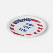 米国国旗縁どカスタム文字 ペーパープレート (アングル)