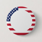 米国国旗縁どカスタム文字 缶バッジ (正面)