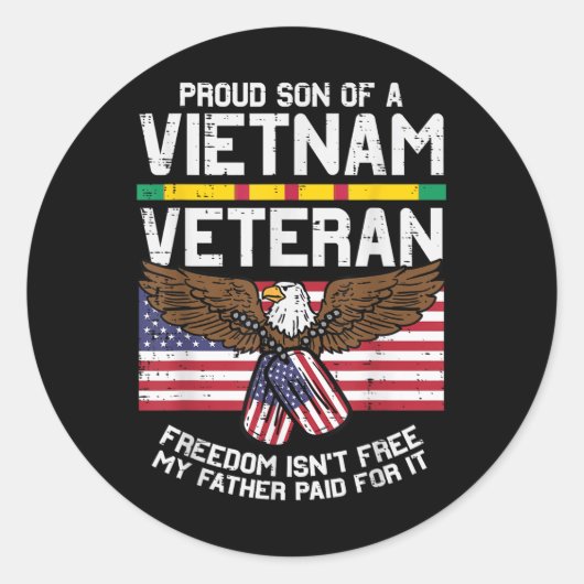 米国国旗誇りを持ったソンベトナム退役軍人メモリアルデーパット ラウンドシール (正面)