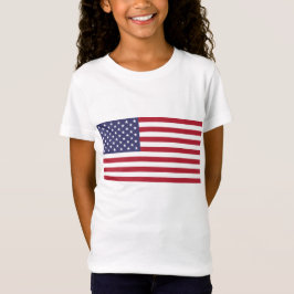 米国国旗赤白青愛国少女Tシャツ Tシャツ