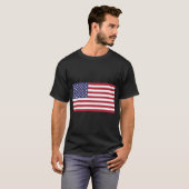 米国国旗赤白青愛国的な黒Tシャツ Tシャツ (正面フル)
