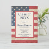 米国国旗軍隊愛国的ヴィンテージ卒業 招待状 (スタンド正面)