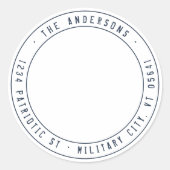 米国国旗軍隊愛国的差出人住所 ラウンドシール (正面)