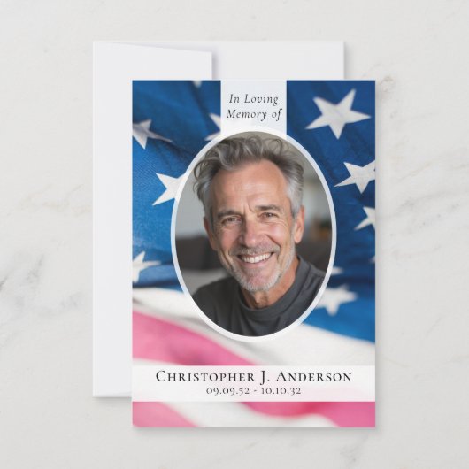 米国国旗軍隊愛国的悔やみや弔慰写真葬儀 サンキューカード (裏面)