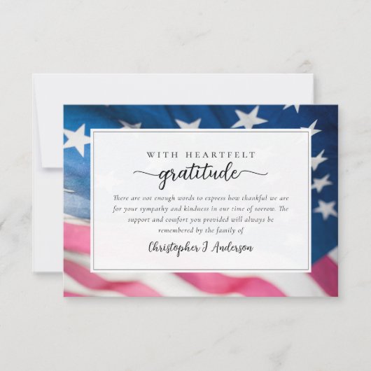 米国国旗軍隊愛国的悔やみや弔慰葬儀 サンキューカード