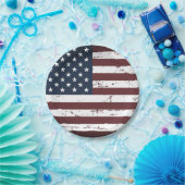 米国国旗軍隊愛国的赤白青 ペーパープレート (パーティー)