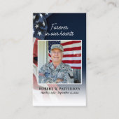 米国国旗軍隊葬儀記念祈りの言葉カード 名刺 (正面)