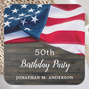 米国国旗軍隊誕生日党愛国党  スクエアシール