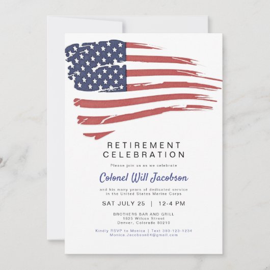 米国国旗軍隊警察退職 招待状 (正面)