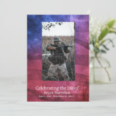 米国国旗軍隊退役軍人葬儀祈りの言葉カード 招待状 (スタンド正面)