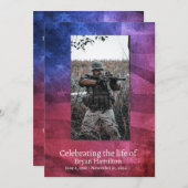 米国国旗軍隊退役軍人葬儀祈りの言葉カード 招待状 (正面/裏面)