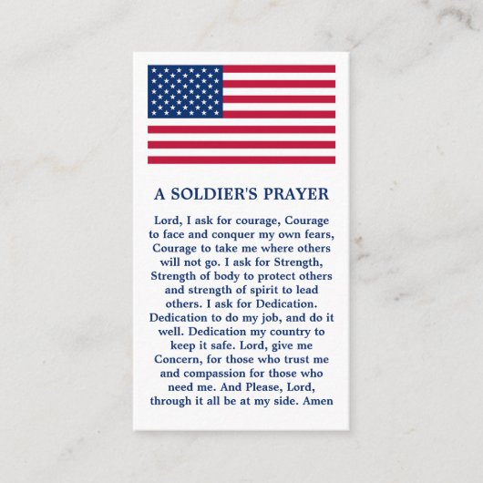 米国国旗軍隊A兵士の祈りの言葉 名刺 (正面)