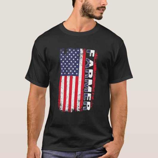米国国旗農家アメリカ農家愛国的農家 Tシャツ (正面)