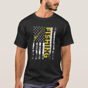 米国国旗魚釣りロッドUSA愛国 Tシャツ