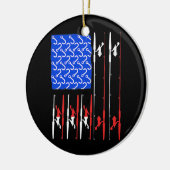 米国国旗魚釣り釣竿魚漁師  セラミックオーナメント (左)