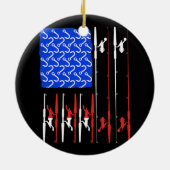 米国国旗魚釣り釣竿魚漁師  セラミックオーナメント (裏面)