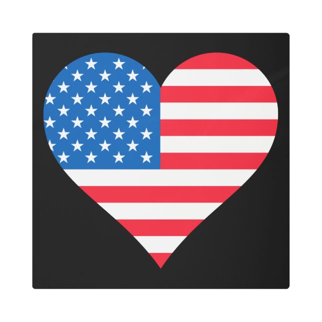 米国国旗16"x16"メタルアート メタルプリント (正面)